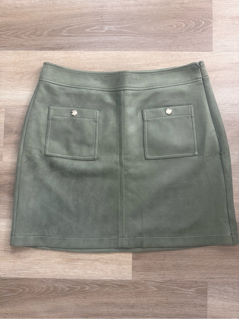 LOFT Olive Mini Skirt with Front Patch Pockets